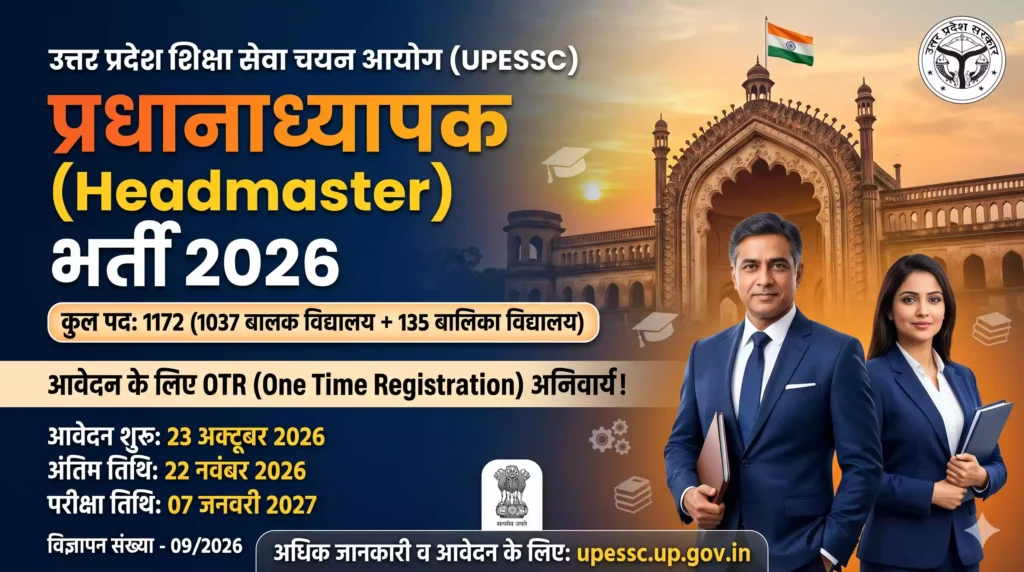 उत्तर प्रदेश अशासकीय सहायता प्राप्त हाईस्कूलों में प्रधानाध्यापक के 1172 पदों पर भर्ती